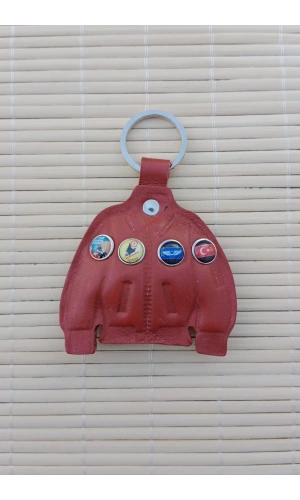 Kirmizi Renkli ozel uretim Hakiki Deri Pilot Mont Hediyelik Anahtarlik