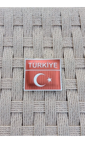 kirmizi zemin turkiye yazili ayyildiz 3d plastik arma patch pec