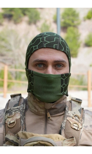 Koyu Yesil Haki Renkli Ruzgar Gecirmez Termal Balaklava Kar Maskesi