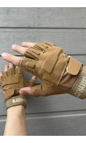 kum beji renkli blackhawk yumruk korumali esnek kesik parmak taktik eldiven