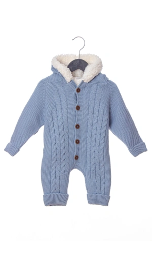 mavi renkli bebe wersoft dugmeli triko uzun kollu kaliteli kapusonlu bebek tulum