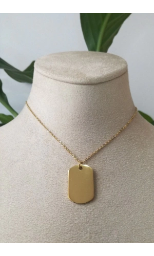 mini dogtag tasarim ince gold zincirli altin renkli kaliteli paslanmaz celik kolye stainless stell