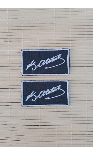 mustafa kemal ataturk imzali siyah zemin nakis islemeli arma pec patch