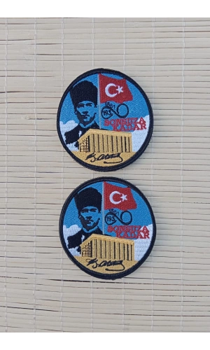 mustafa kemal ataturk resimli imzali sonsuza kadar yazili anitkabir nakis islemeli dalgalanan bayrak arma pec patch