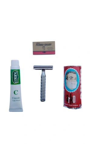 Orak Paslanmaz Krom Tras Makinasi Perma Sharp Yaprak Jilet Arko Berber Tras Sabunu Arko Nem Klasik cilt besleyici Yagli Krem 20 cc Tras Seti