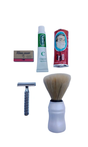 Orak Paslanmaz Krom Tras Makinasi Perma Sharp Yaprak Jilet Arko Berber Tras Sabunu Sakal Fircasi Arko Nem Klasik cilt besleyici Yagli Krem 20 cc Tras Seti