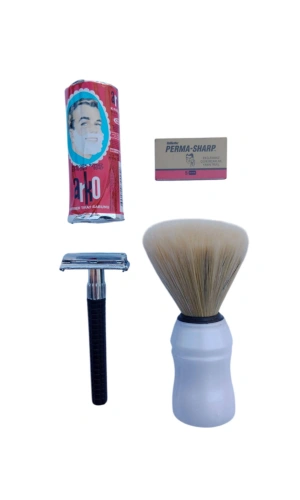 Orak Plastik Sapli Tras Makinasi Perma Sharp Yaprak Jilet Arko Berber Tras Sabunu Sakal Fircasi Tras Seti