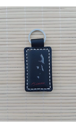 Ataturk Siluetli ozel Tasarim imzali Hakiki Deri Hediyelik Anahtarlik