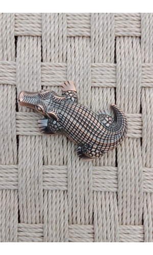 Ozel Tasarim Bakir Renkli Timsah Crocodile Alligator Kabartmali Manyetolu Purmuz cakmak