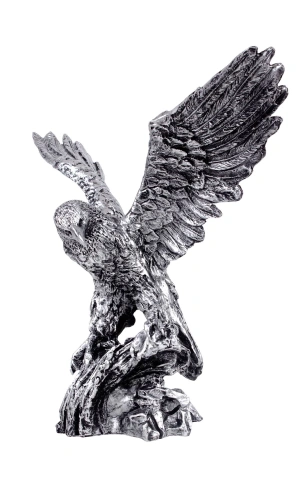 Ozel Tasarim Gumus Renkli Kanatli Kartal Maket Heykeli