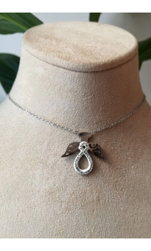 ozel tasarim ince silver zincirli gumus renkli zirkon tasli kaliteli paslanmaz celik kolye stainless stell