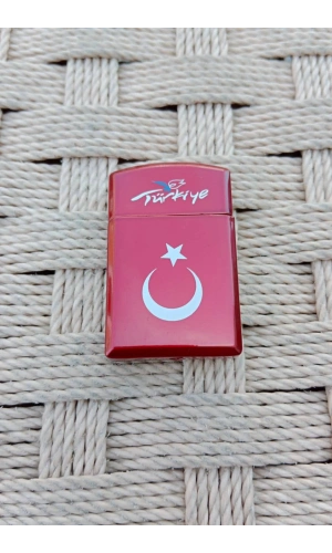 Kirmizi Renkli Turkiye Yazili Bayrak Desenli Tasli Cakmak