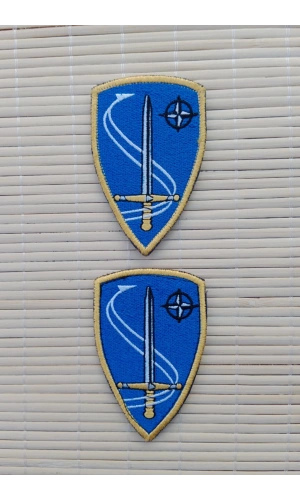 ozel tasarim nato ve kilic logolu nakis islemeli arma patch pec