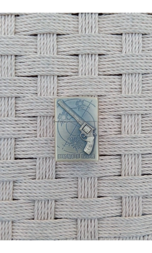 Ozel Tasarim Sari renkli 45 lik Tabanca kabartmali Craft Gun yazili zippo Cakmak