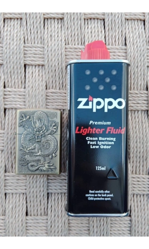 Ozel Tasarim Sari Renkli Benzinli Dragon Kabartmali premium zippo Cakmak