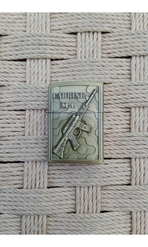 Ozel Tasarim Sari renkli Carbine M4 Makineli Tufek kabartmali zippo Cakmak
