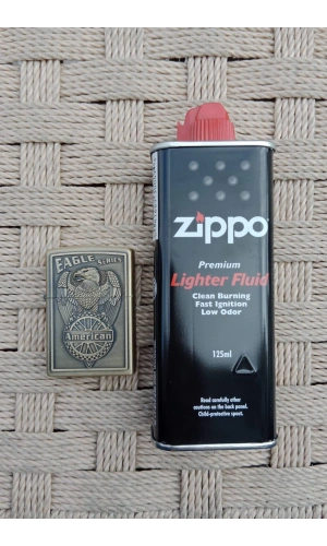 Ozel Tasarim Sari renkli Eagle Series American yazili kabartmali premium zippo Cakmak