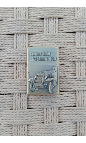 Ozel Tasarim Sari renkli German Adler kfz 13 Armored Car zirhli arac kabartmali zippo Cakmak