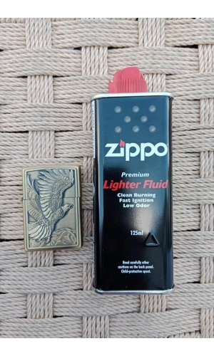 Ozel Tasarim Sari renkli Kartal Desenli kabartmali premium zippo Cakmak