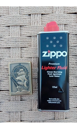 Ozel Tasarim Sari renkli Pusulali Savas Gemili kabartmali premium zippo Cakmak