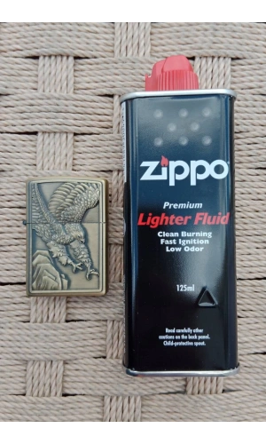 Ozel Tasarim Sari renkli Savasci Kartal Desenli kabartmali premium zippo Cakmak