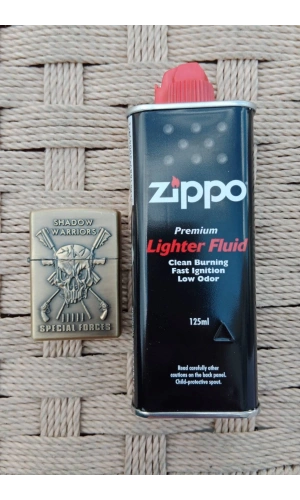 Ozel Tasarim Sari renkli Shadow Warriors Special Forces Yazili kabartmali premium zippo Cakmak