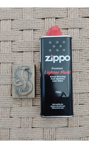 Ozel Tasarim Sari renkli Snake Kobra yilan kabartmali premium zippo Cakmak