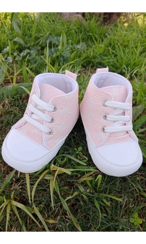 pembe renkli ici pamuklu organik cocuk bebek ilkadim bagcikli patik sneaker casual ayakkabi