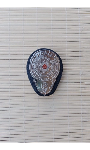 Polis Emniyet Genel Mudurlugu 1845 parlak metal zemin hakiki deri masali kemer rozeti