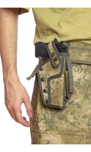 Sag El Deniz Kuvvetleri Deniz Piyade Kamuflaj Renkli Sarjorluklu Tek Emniyetli Palaskaya Kemere Gecirmeli Sallama Silah Kilifi