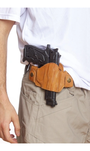 Sag El Hardal Renkli Hakiki Deri cit citli Universal Palaskaya Kemere Gecirmeli Yarim Kelebek Silah Kilifi