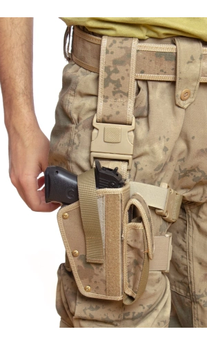 Sag El Jandarma Kamuflaj Renkli Tek Baglantili sarjorluklu Airsoft Palaskaya Kemere Geçirmeli impertex Bacak Silah Kilifi