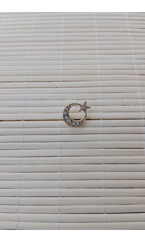 sari renkli beyaz tasli ayyildiz ceket yaka ignesi yaka rozeti