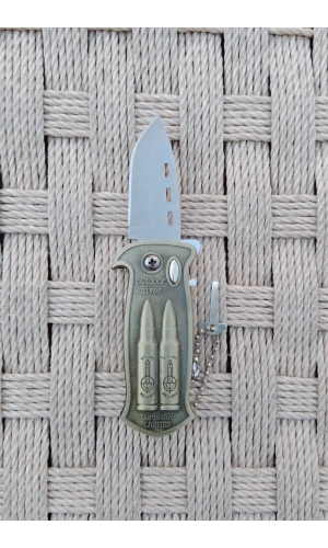 Sari Renkli Kabartmali Cok Fonksiyonlu Mermi Modelli Emniyetli Dugmeli Bicakli Purmuz Cakmak