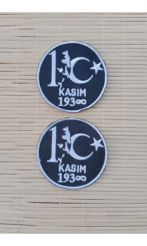 siyah beyaz renkli 10 kasim 1938 ataturk siluetli nakis islemeli arma pec patch