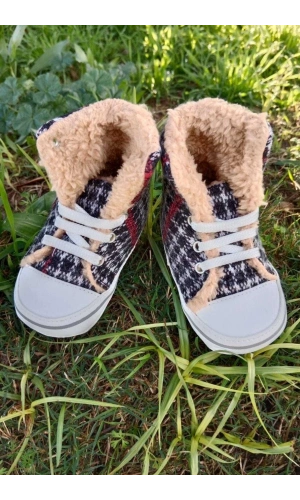 siyah kirmizi renkli converse model ici polarli organik unisex cocuk bebek ilkadim bagcikli patik sneaker casual ayakkabi