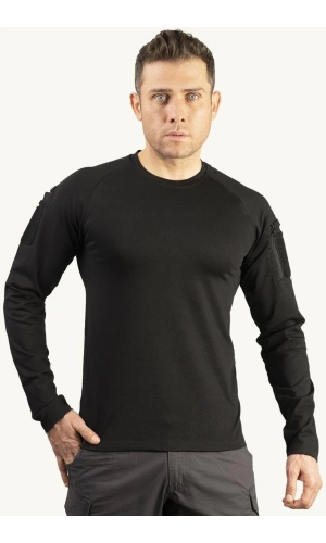 siyah renkli belderan model cepli uzun kollu bisiklet yakali operasyon taktik tisort