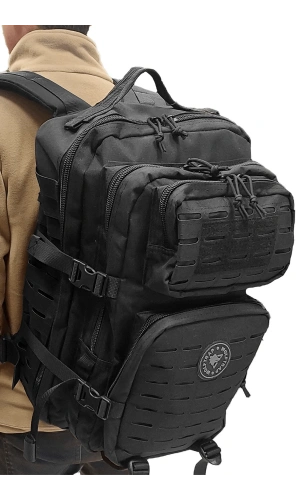 siyah renkli lazer kesim 45 litre dagci askeri taktik sirt cantasi