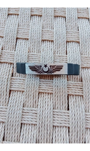 Siyah Renkli Pilot Brovesi Siluetli Hakiki Deri Hediyelik Bileklik