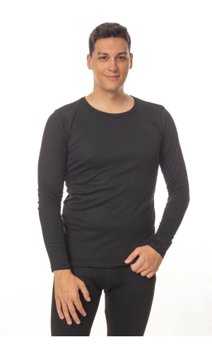 siyah renkli sifir yaka uzun kollu soguktan koruyan termal ust iclik