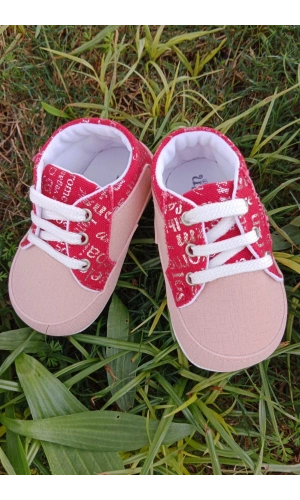 somon kirmizi renkli ici pamuklu organik ortopedik cocuk bebek ilkadim bagcikli patik kanvas sneaker casual ayakkabi