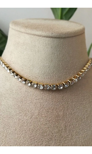 suyolu tasarim kalin gold zincirli altin renkli zirkon tasli kaliteli paslanmaz celik kolye stainless stell