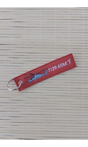 T 129 atak istikbal goklerdedir yazili kirmizi nakis bez anahtarlik