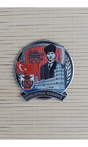 turkiye cumhuriyeti 1923 2023 100. yil san seref harbiye yazili 3d tpu termoplastik silikon kabartma nakis islemeli arma pec patch