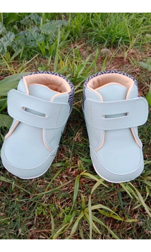 turkuaz renkli ici pamuklu cirtli bantli kapamali organik unisex cocuk bebek ilkadim patik ayakkabi