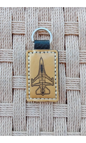 Ucak Amblemli Pilot Brovesi Siluetli Hakiki Deri Hediyelik Anahtarlik