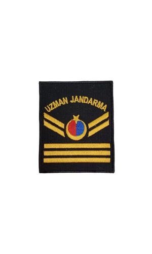 Uzman Jandarma 3 Kademe Siyah Zemin Harici ve Dahili Bez Nakis Kol Rutbe