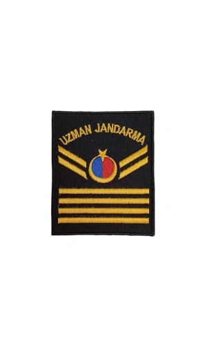 Uzman Jandarma 4 Kademe Siyah Zemin Harici ve Dahili Bez Nakis Kol Rutbe