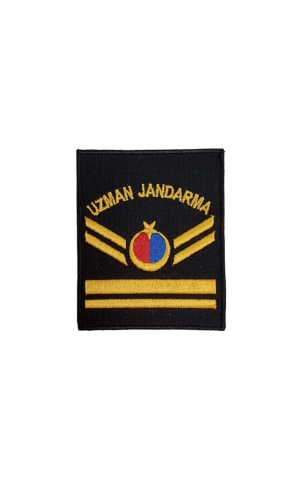 Uzman Jandarma 5 Kademe Siyah Zemin Harici ve Dahili Bez Nakis Kol Rutbe
