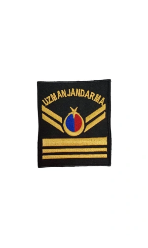 Uzman Jandarma 6 Kademe Siyah Zemin Harici ve Dahili Bez Nakis Kol Rutbe